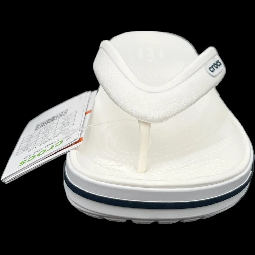 Crocs Bayaband Mens Flip Flop Sandals Size 7 White Navy Blue‎ Water Friendly